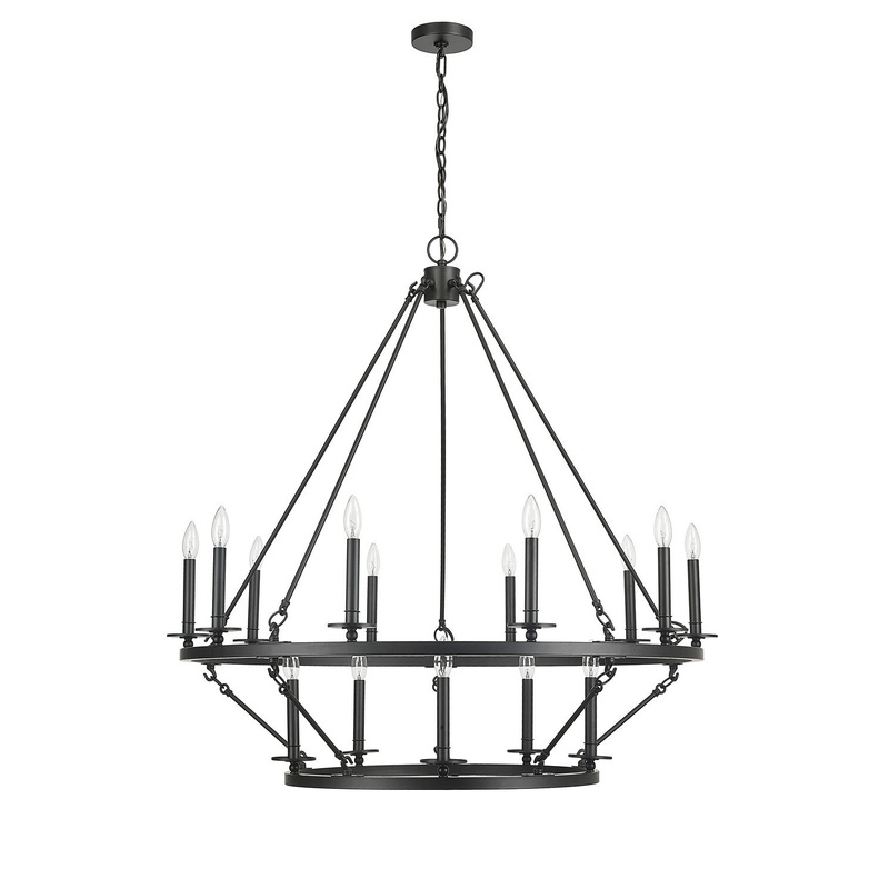 Millennium 46715-MB Florence 15 Light Chandelier, Matte Black