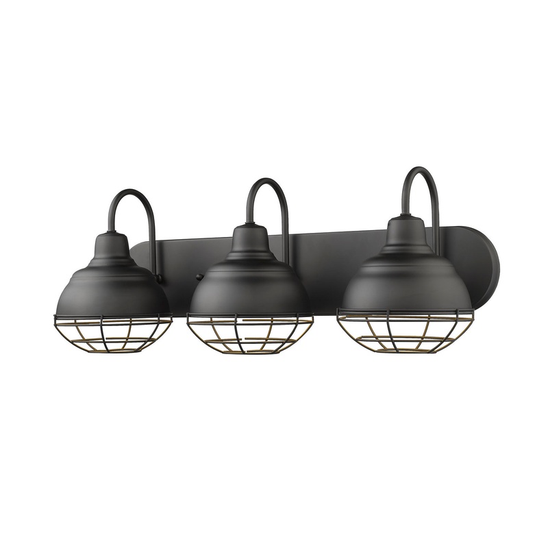Millennium 5423-MB Neo-Industrial Three Light Vanity, Matte Black