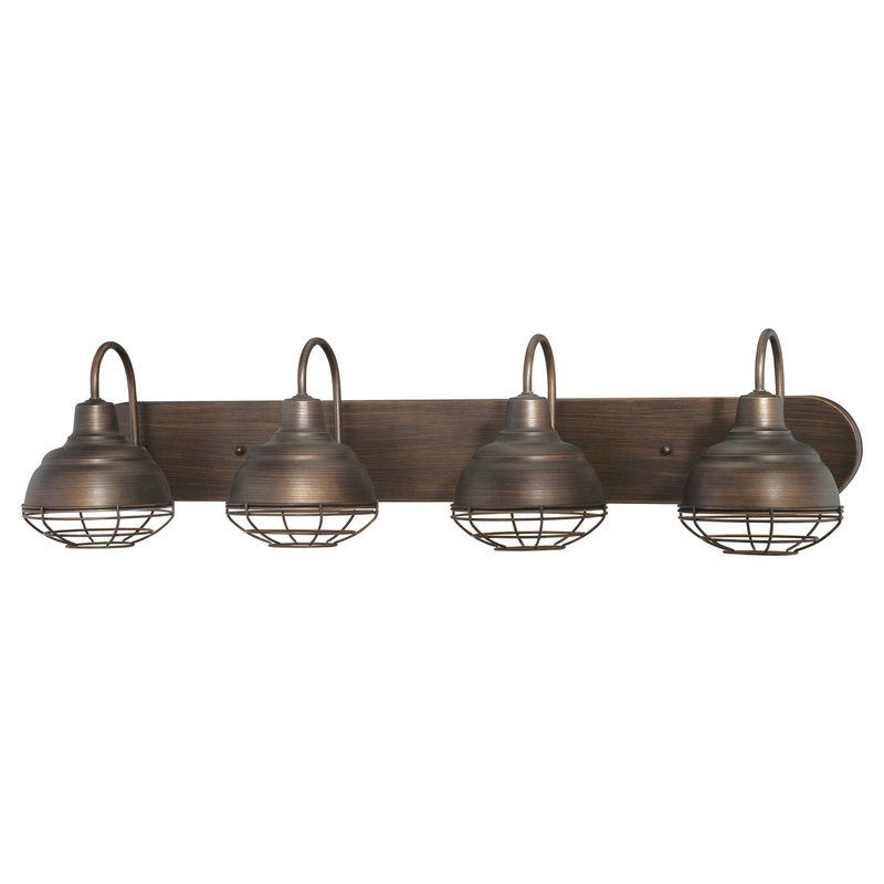 Millennium 5424-RBZ Neo-Industrial Four Light Vanity, Rubbed Bronze (Discontinued)