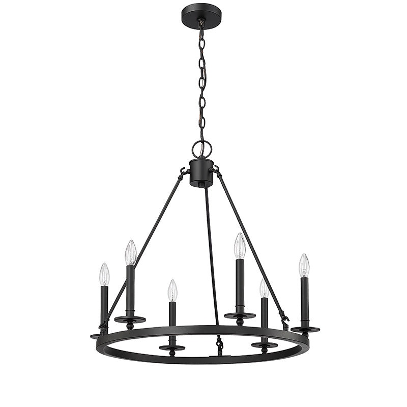 Millennium 6706-MB Florence Six Light Chandelier, Matte Black