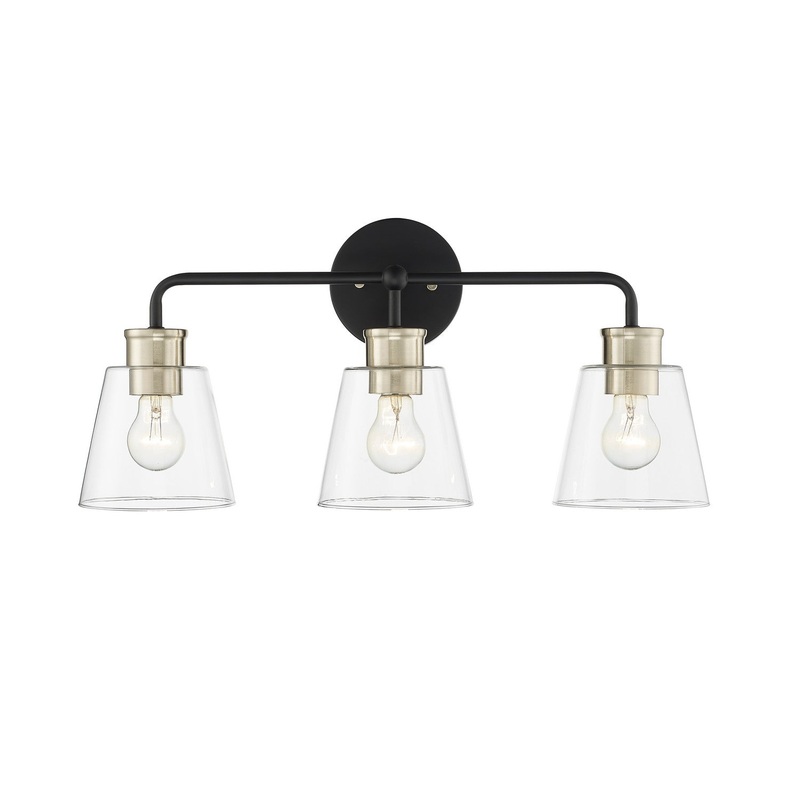 Millennium 9133-MB/MG Cameron Three Light Vanity, Matte Black Modern Gold