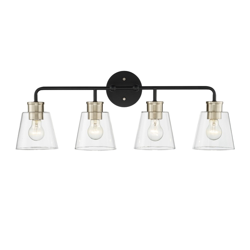 Millennium 9134-MB/MG Cameron Four Light Vanity, Matte Black Modern Gold