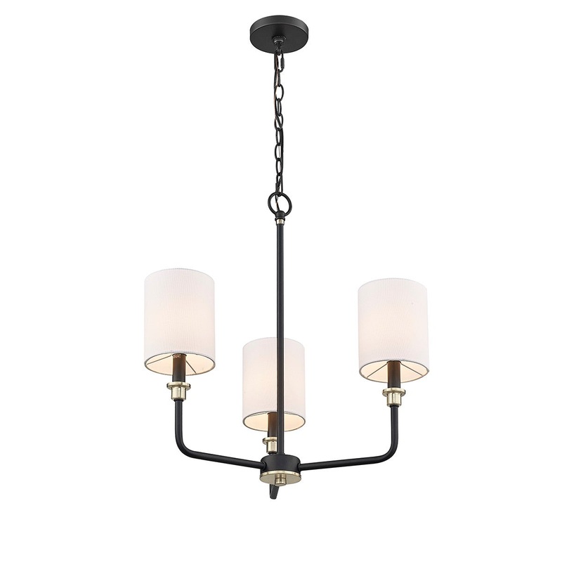 Millennium 9143-MB/MG Chelsea Three Light Chandelier, Matte Black Modern Gold