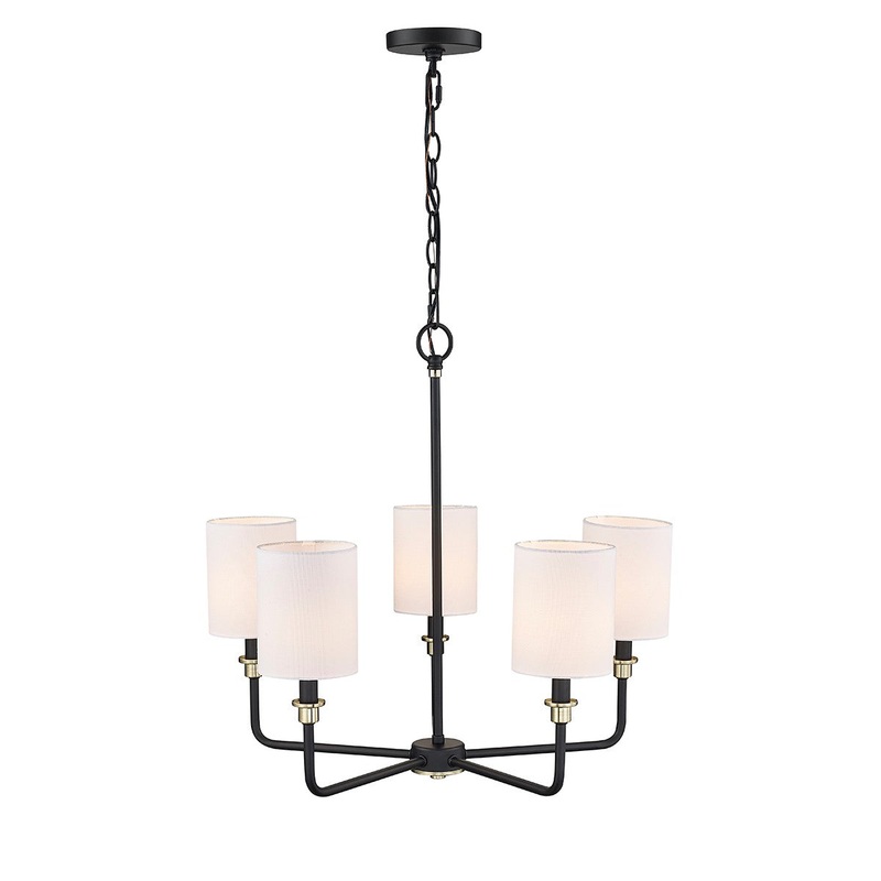 Millennium 9145-MB/MG Chelsea Five Light Chandelier, Matte Black Modern Gold