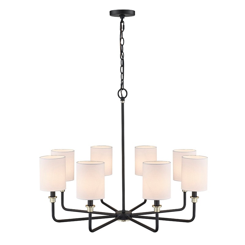 Millennium 9148-MB/MG Chelsea Eight Light Chandelier, Matte Black Modern Gold