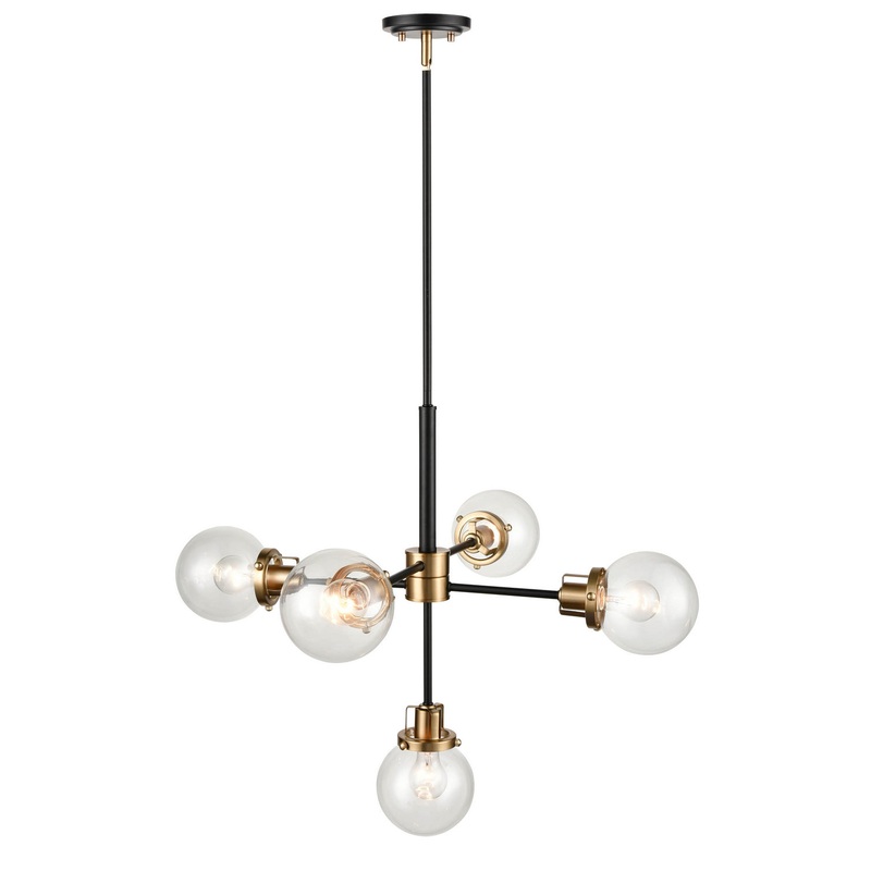 Millennium 9205-MB/MG Mellrosa Five Light Pendant, Matte Black / Modern Gold