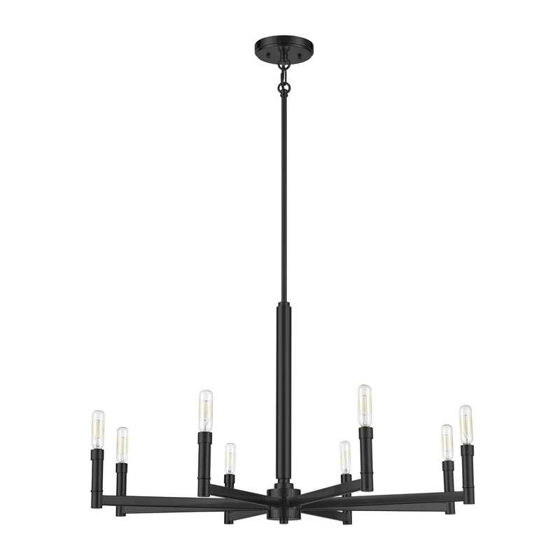 Millennium 99702-MB Daxley Eight Light Chandelier, Matte Black