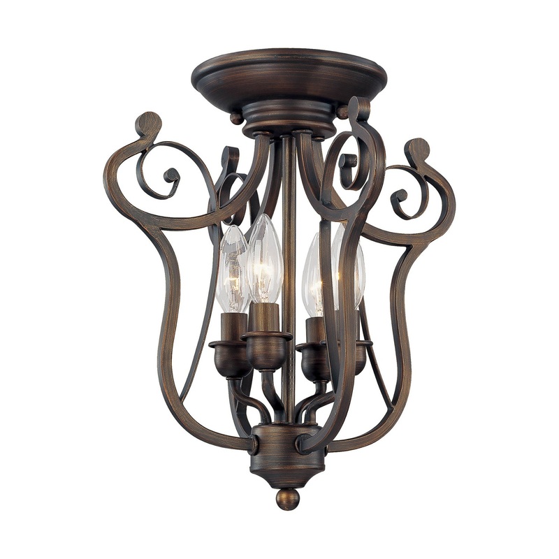 Millennium 1144-RBZ Chateau Four Light Semi-Flush Mount, Rubbed Bronze