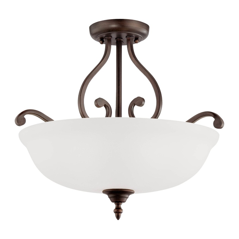 Millennium 1573-RBZ Courtney Lakes Three Light Semi-Flush Mount, Rubbed Bronze