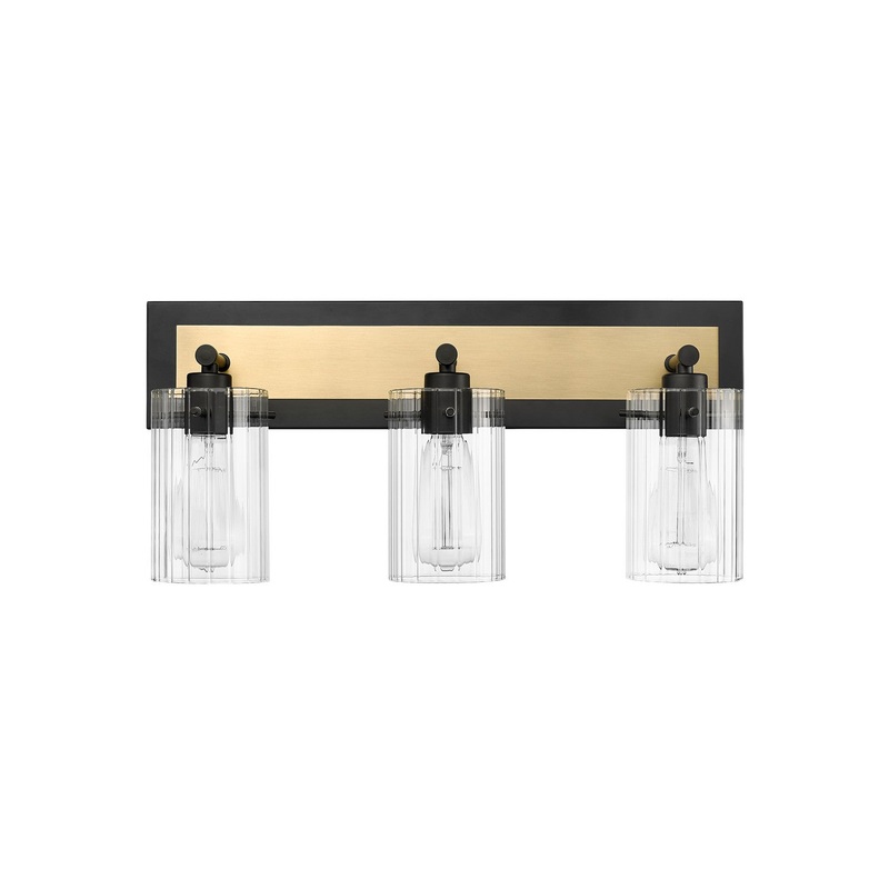 Millennium 25003-MB/VB Gasol Three Light Vanity, Matte Black / Vintage Brass