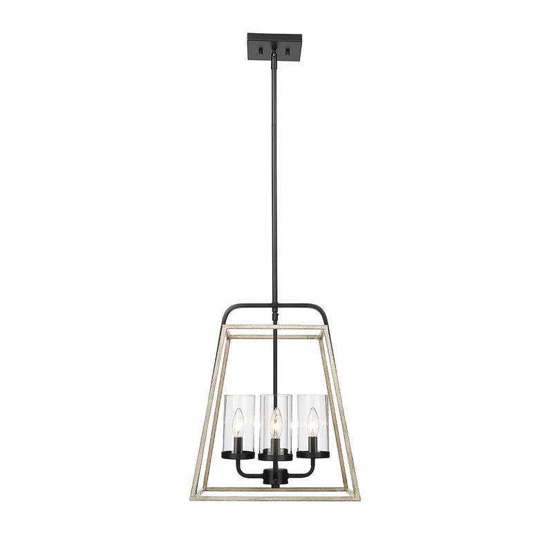 Millennium 3004-MB/GW Bonnie Four Light Pendant, Matte Black Grey Wood