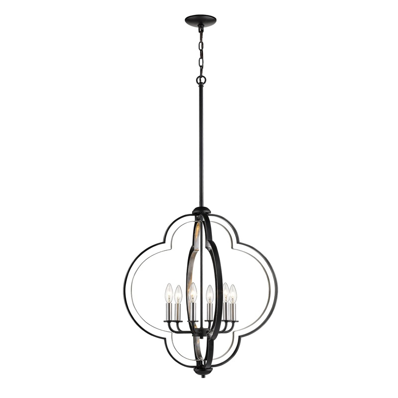 Millennium 3476-MB/BN Six Light Pendant, Matte Black/Brushed Nickel