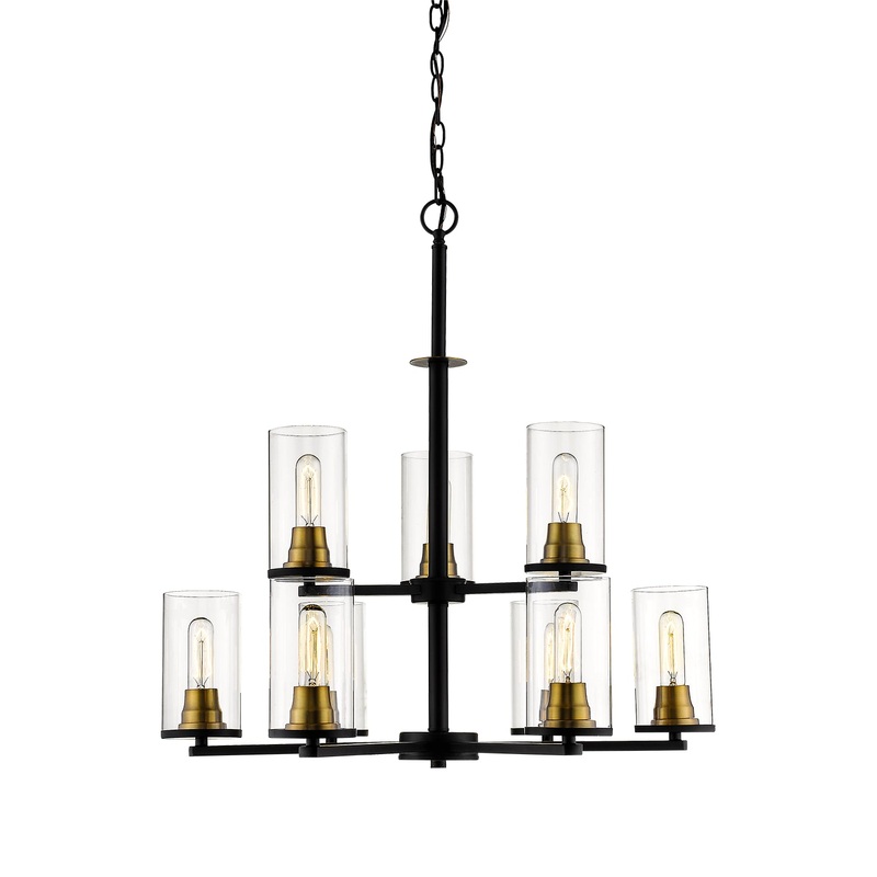 Millennium 3489-MB/HBZ Pasadena Nine Light Chandelier, Matte Black/Heirloom Bronze