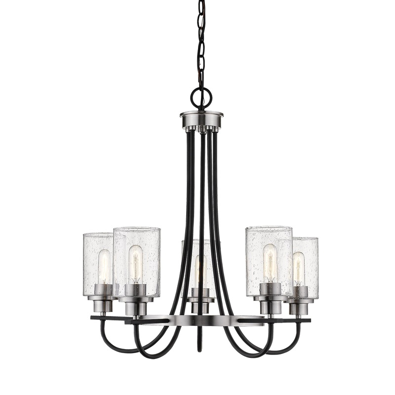 Millennium 3505-MB/BN Clifton Five Light Chandelier, Matte Black/Brushed Nickel