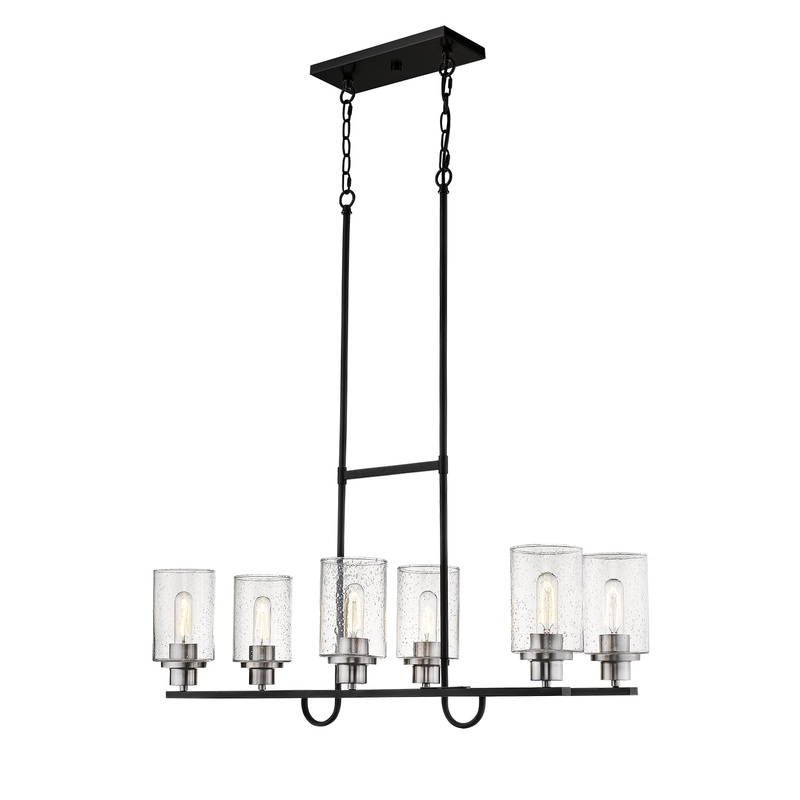 Millennium 3506-MB/BN Clifton Six Light Island Pendant, Matte Black/Brushed Nickel