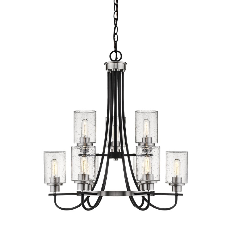 Millennium 3509-MB/BN Clifton Nine Light Chandelier, Matte Black/Brushed Nickel