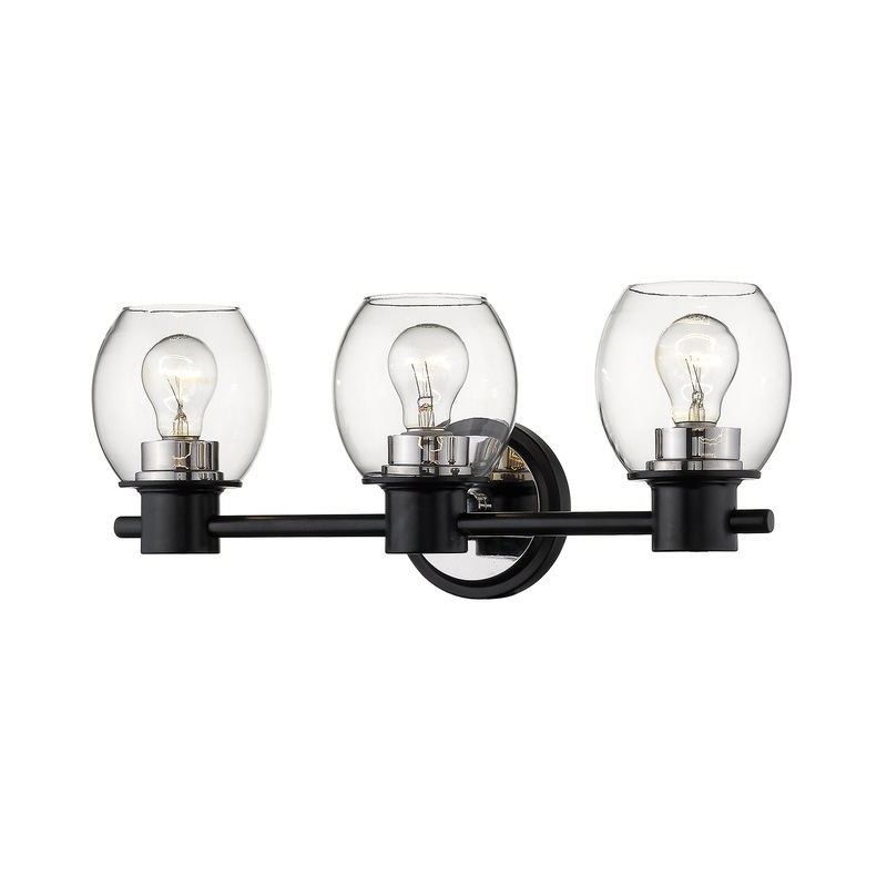 Millennium 3553-MB/PN Three Light Vanity, Matte Black/Polished Nickel