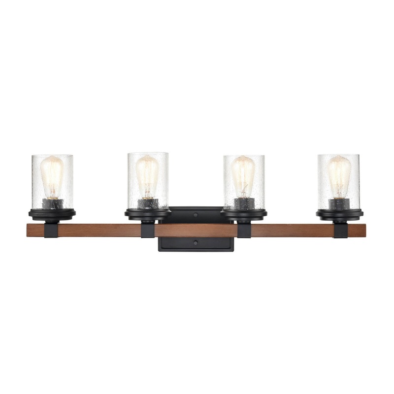 Millennium 3804-MB/WG Taos Four Light Vanity, Matte Black/Wood Grain