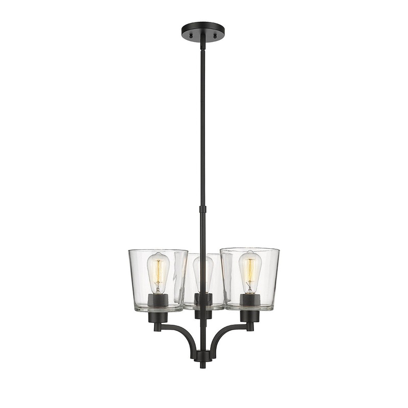 Millennium 497003-MB Evalon Three Light Chandelier, Matte Black