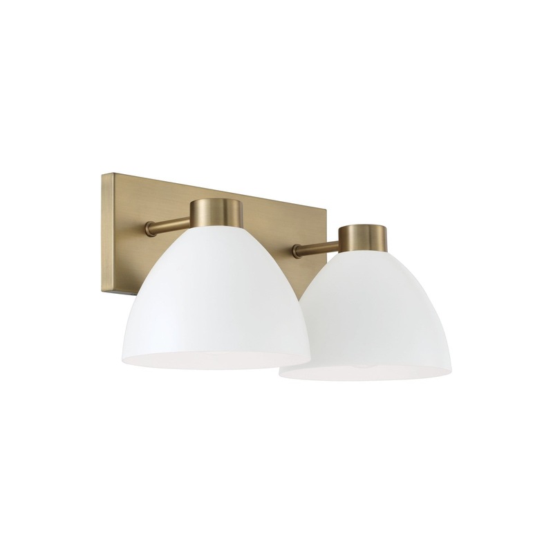 Capital Lighting 152021AW Ross Two Light Vanity, Aged Brass and White