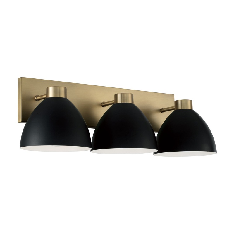 Capital Lighting 152031AB Ross Three Light Vanity, Aged Brass and Black