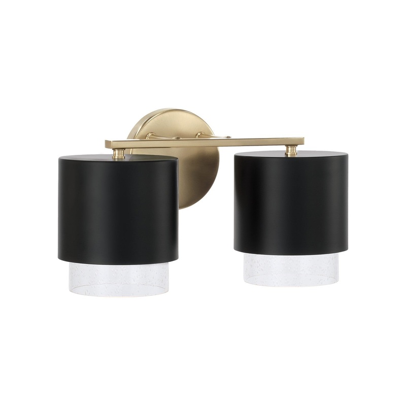 Capital Lighting 153021RK-549 Weller Two Light Vanity, Matte Brass and Black