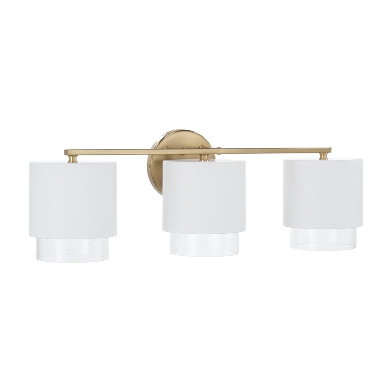 Capital Lighting 153031RE-549 Weller Three Light Vanity, Matte Brass and White