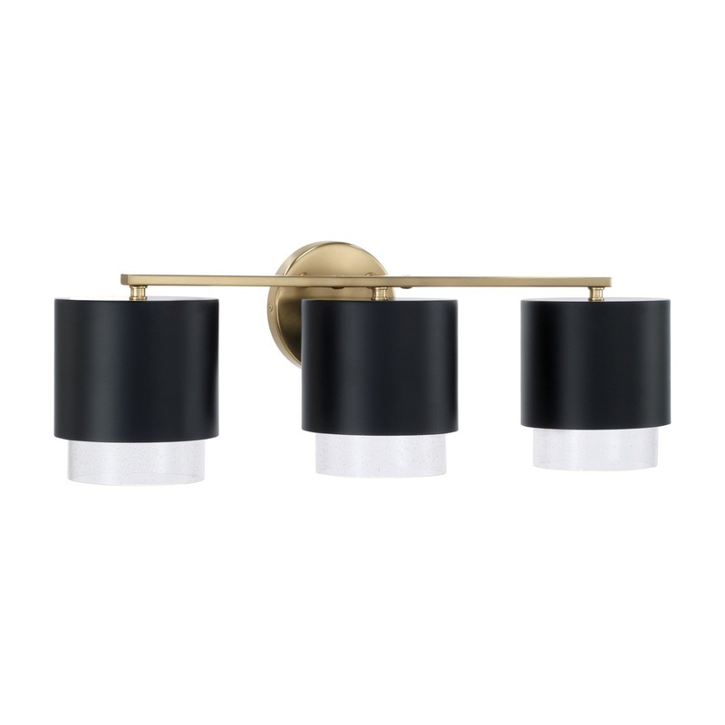 Capital Lighting 153031RK-549 Weller Three Light Vanity, Matte Brass and Black