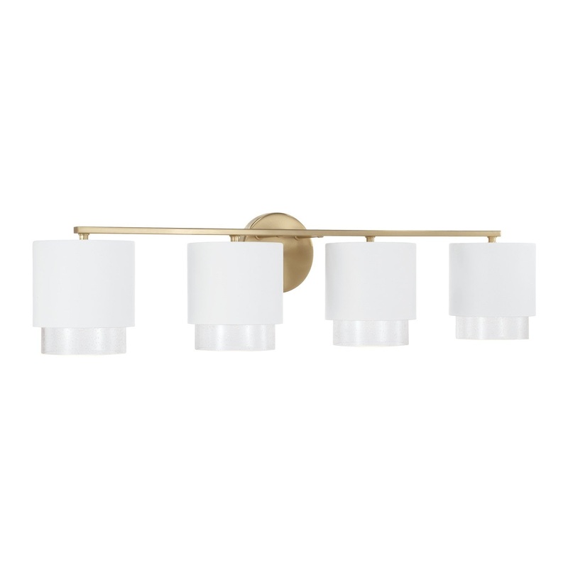 Capital Lighting 153041RE-549 Weller Four Light Vanity, Matte Brass and White