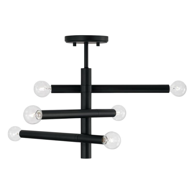 Capital Lighting 251261MB Zane Six Light Semi-Flush Mount, Matte Black
