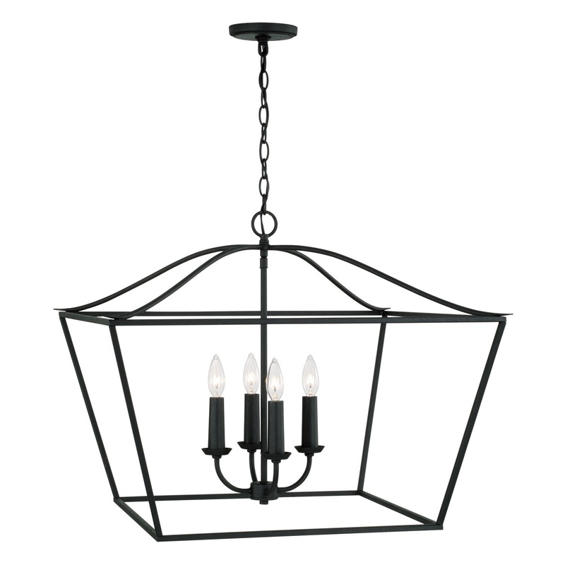 Capital Lighting 350641BI Grady Four Light Pendant, Black Iron