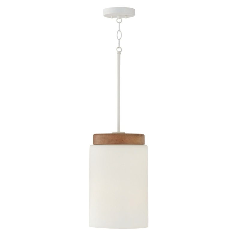 Capital Lighting 350911LT Liam One Light Pendant, Light Wood and White
