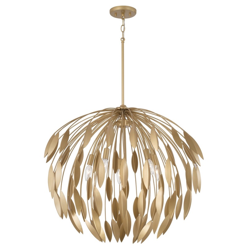 Capital Lighting 351851GF Margeaux Five Light Pendant, Buffed Gold