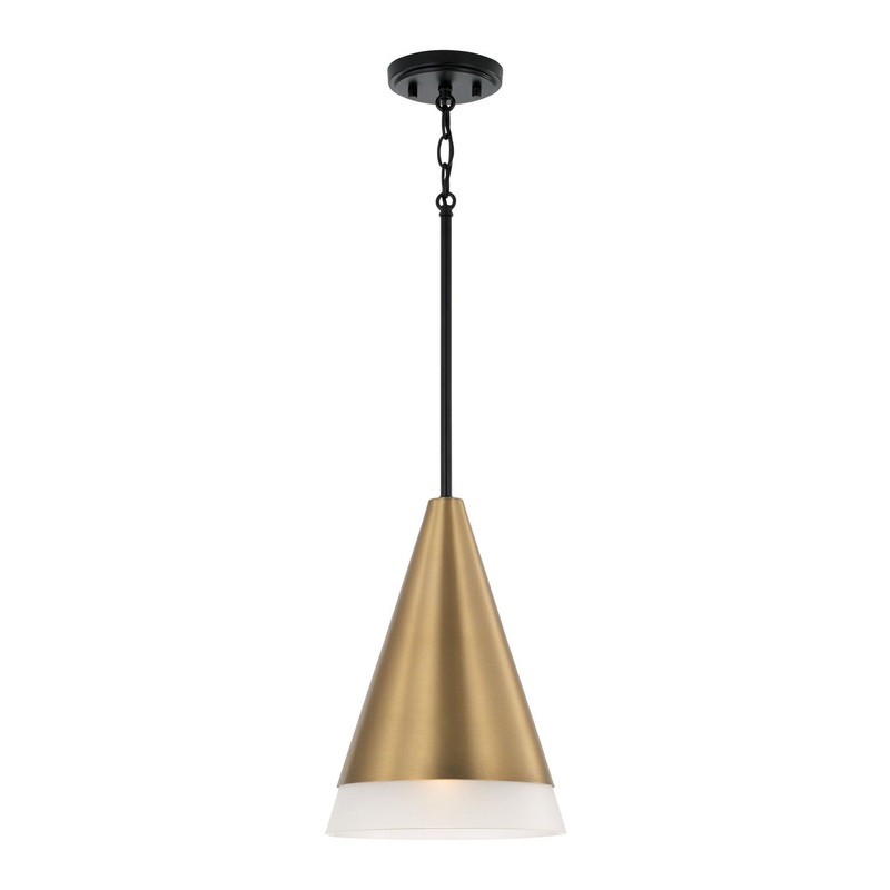 Capital Lighting 351911AB Avant One Light Pendant, Aged Brass and Black