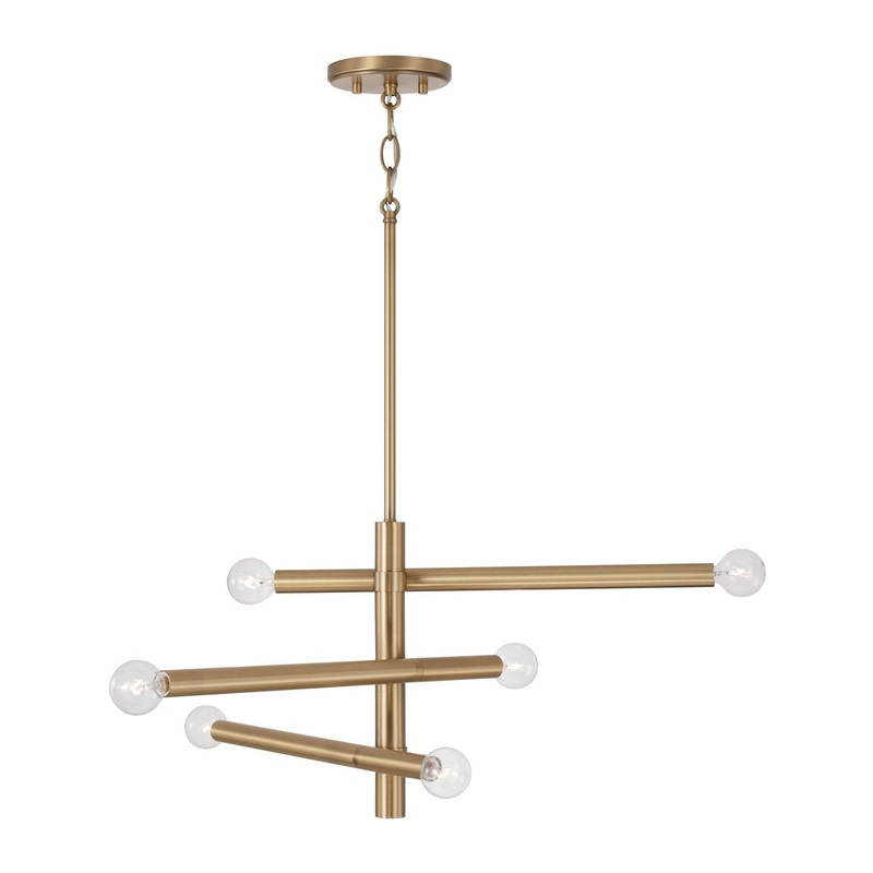 Capital Lighting 451261AD Zane Six Light Chandelier, Aged Brass