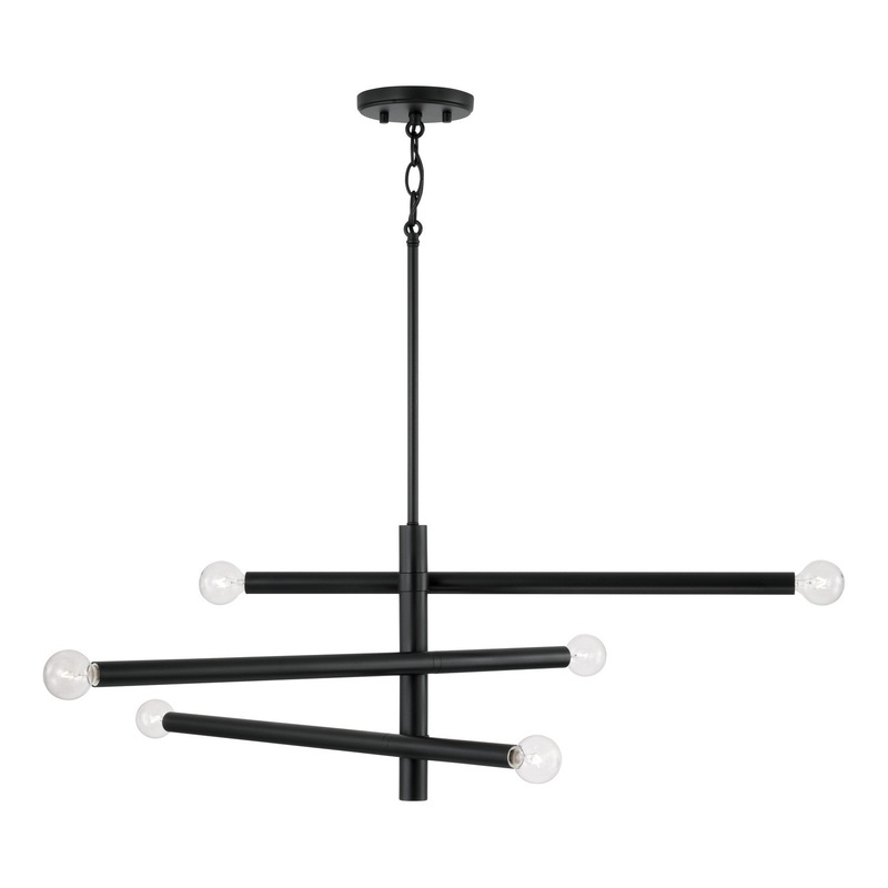 Capital Lighting 451262MB Zane Six Light Chandelier, Matte Black