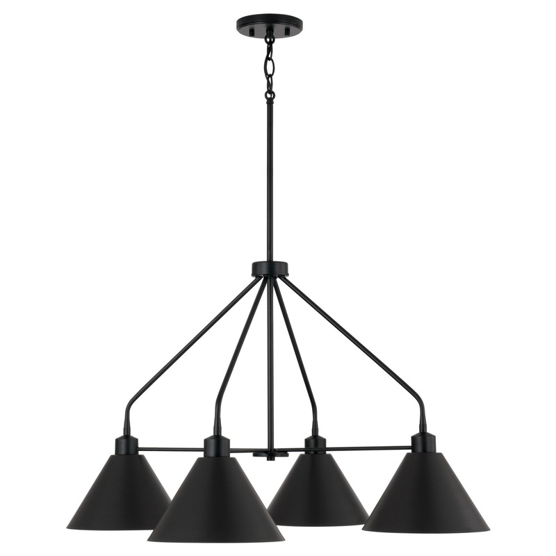 Capital Lighting 451341MB Alden Four Light Chandelier, Matte Black