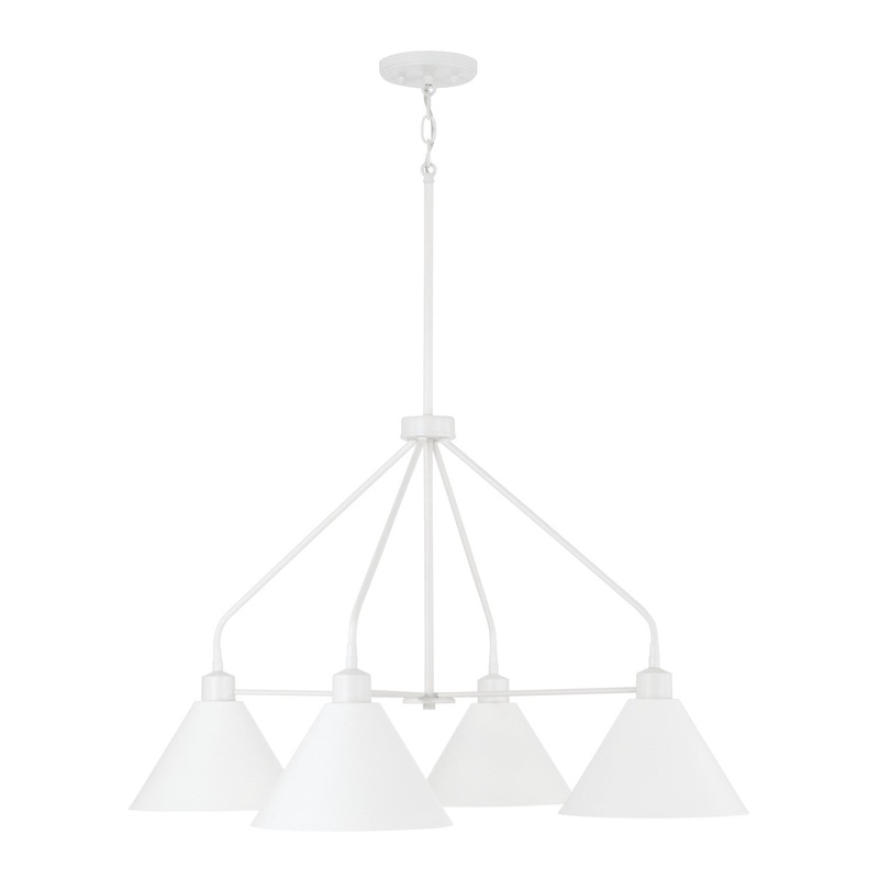 Capital Lighting 451341WE Alden Four Light Chandelier, Matte White
