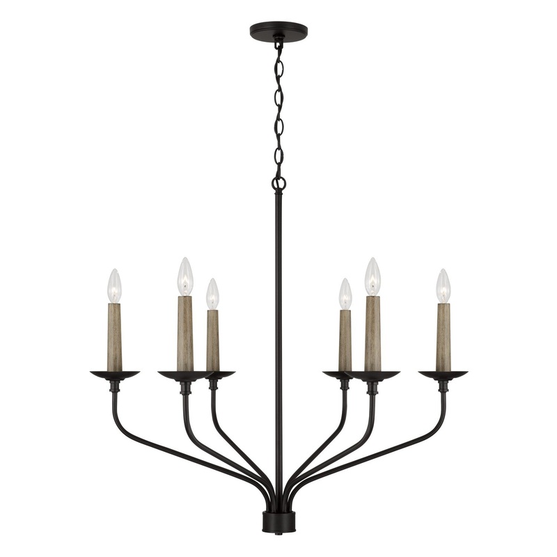 Capital Lighting 451561MB Wilder Six Light Chandelier, Matte Black