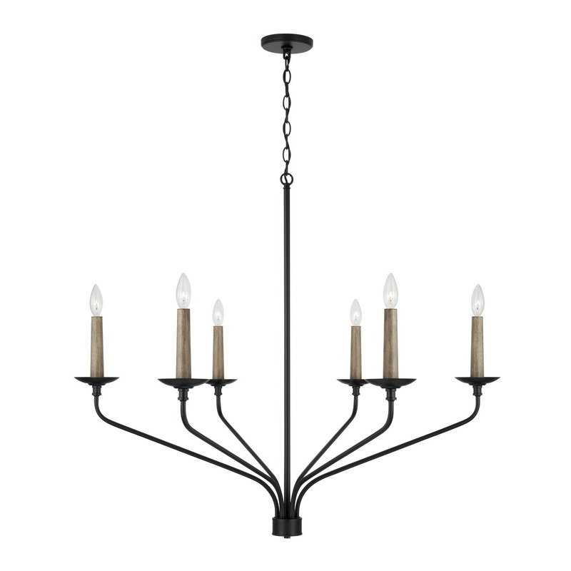 Capital Lighting 451562MB Wilder Six Light Chandelier, Matte Black