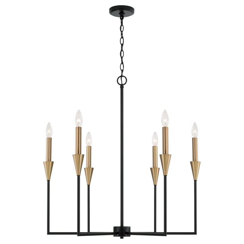 Capital Lighting 451961AB Avant Six Light Chandelier, Aged Brass and Black