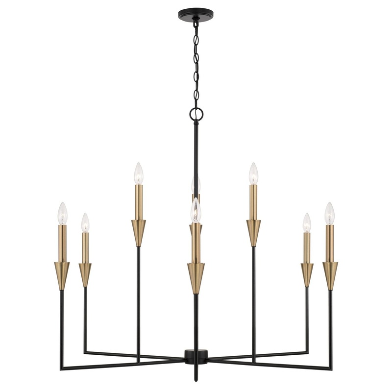 Capital Lighting 451991AB Avant Nine Light Chandelier, Aged Brass and Black