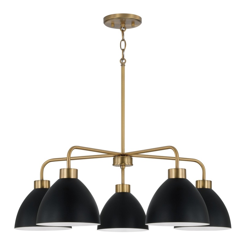 Capital Lighting 452051AB Ross Five Light Chandelier, Aged Brass and Black