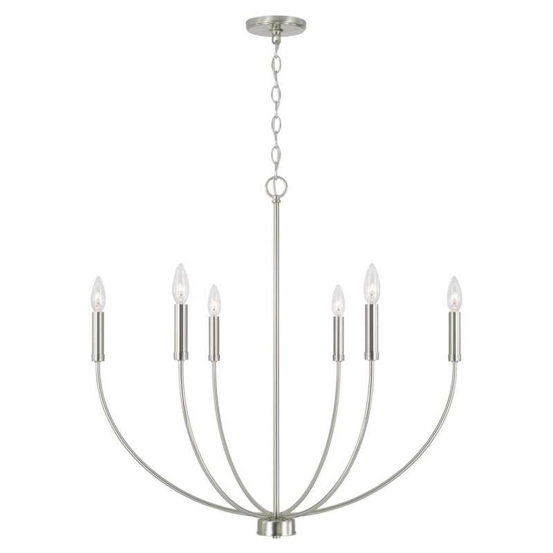 Capital Lighting 452161BN Ansley Six Light Chandelier, Brushed Nickel