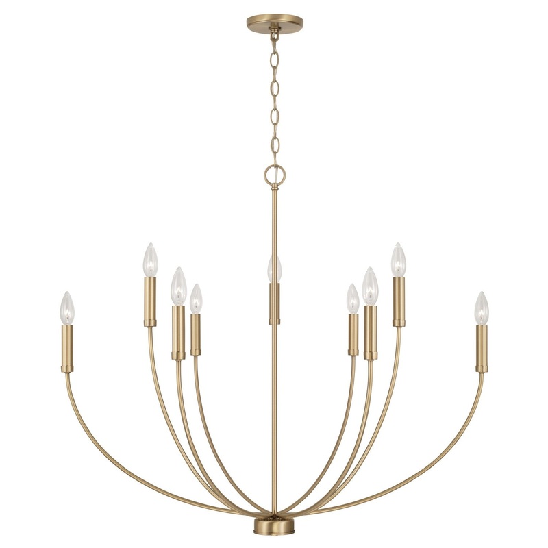 Capital Lighting 452191AD Ansley Nine Light Chandelier, Aged Brass