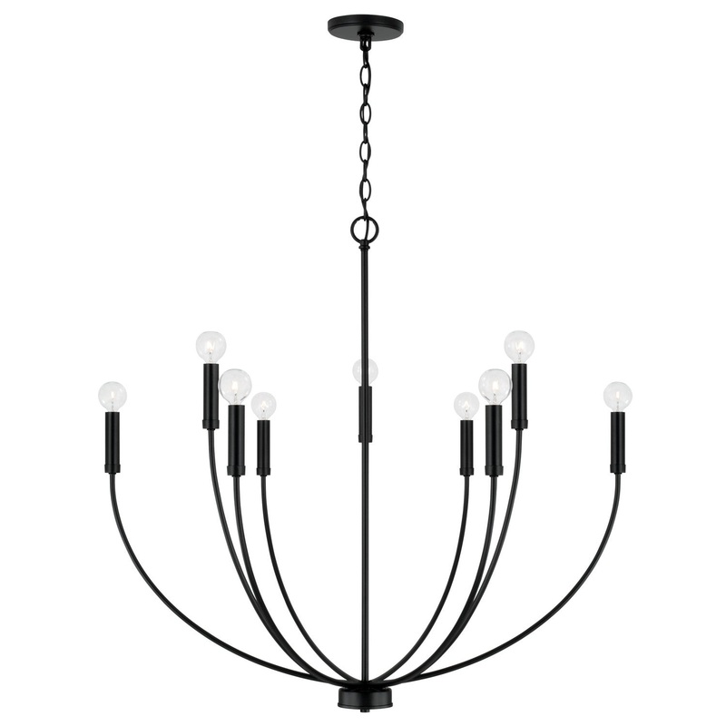 Capital Lighting 452191MB Ansley Nine Light Chandelier, Matte Black