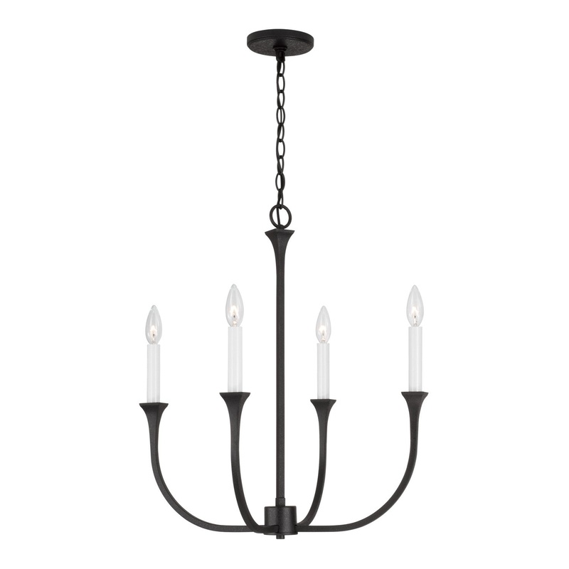 Capital Lighting 452341BI Decklan Four Light Chandelier, Black Iron