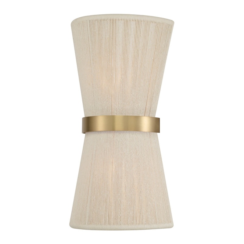 Capital Lighting 641221NP Cecilia Two Light Wall Sconce, Bleached Natural Rope and Patinaed Brass