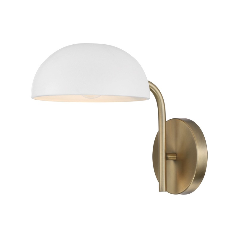 Capital Lighting 651411AW Reece One Light Wall Sconce, Aged Brass and White