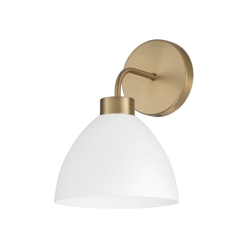 Capital Lighting 652011AW Ross One Light Wall Sconce, Aged Brass and White